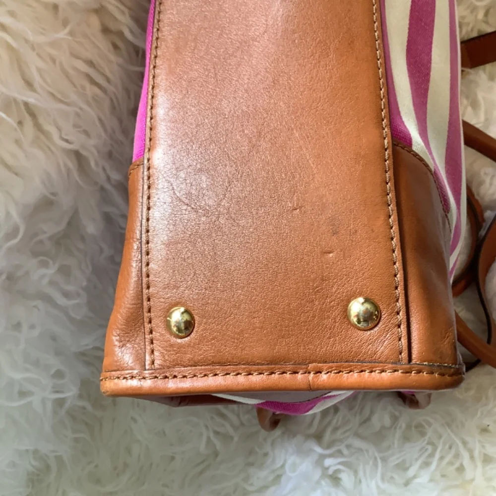 MICHAEL Michael KORS Fusia/pink and White Striped Canvas leather Hamilton Large - Picture 8 of 15